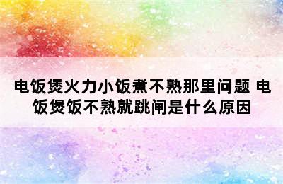 电饭煲火力小饭煮不熟那里问题 电饭煲饭不熟就跳闸是什么原因